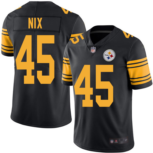 Youth Pittsburgh Steelers Football #45 Limited Black Roosevelt Nix Rush Vapor Untouchable Nike NFL Jersey->youth nfl jersey->Youth Jersey